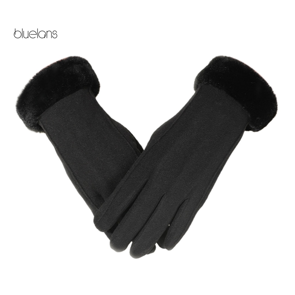 1 Cặp Găng Tay Lông Nhung Màu Trơn Giữ Ấm Mùa Đông Có Thể Chạm Màn Hình Cảm Ứng Dành Cho Nữ