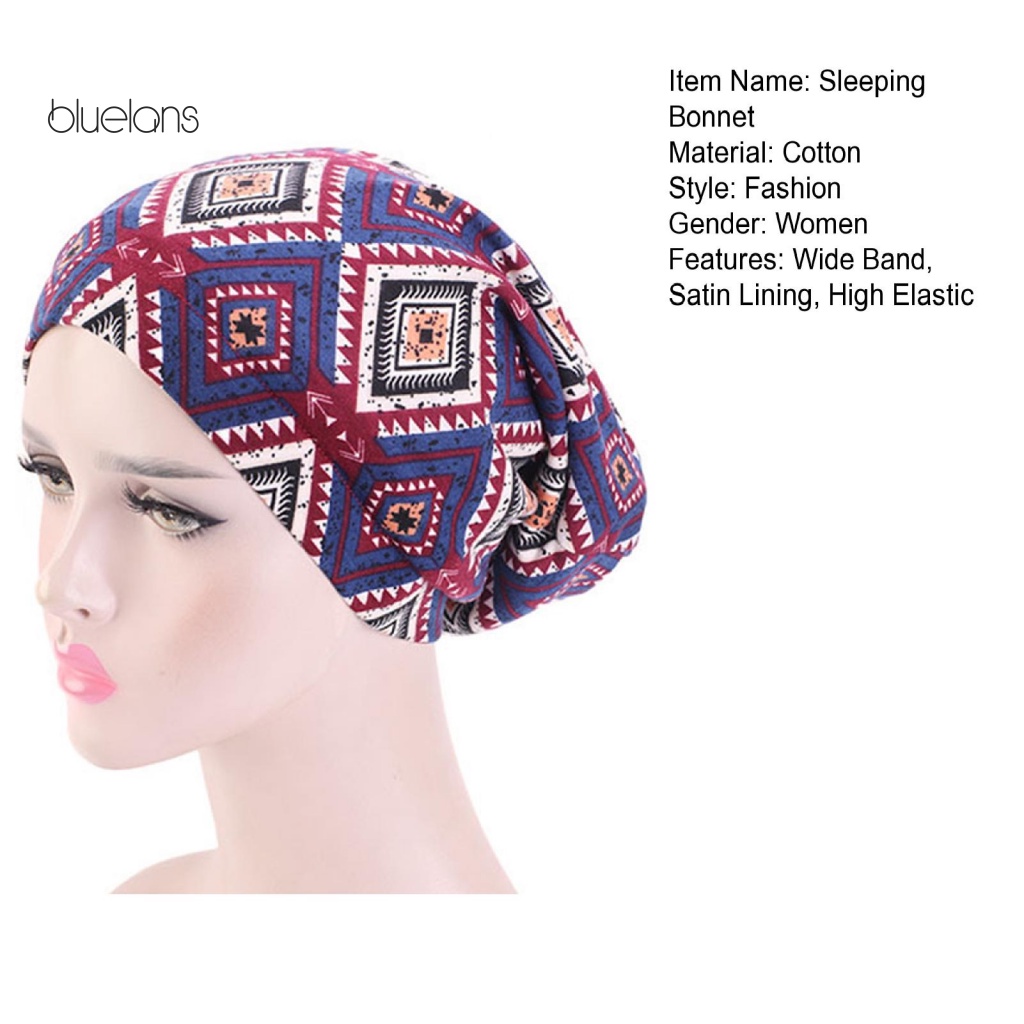 Mũ Trùm Đầu Vải Satin Mềm Co Giãn Tốt In Họa Tiết Thời Trang
