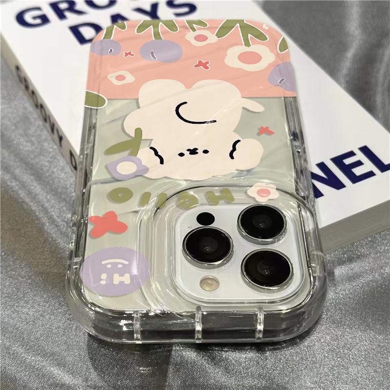 Ốp Điện Thoại Mềm Trong Suốt Hình Cún Và Hoa Dễ Thương Cho iPhone14promax 1312 / 11 7 / 8plus xr / sins 2HBS