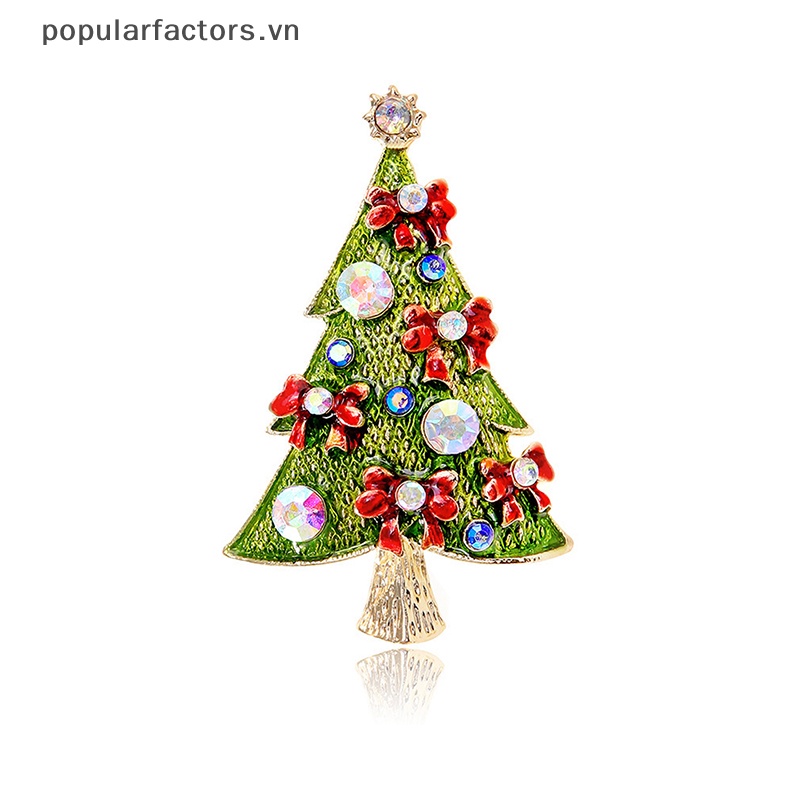 Ghim Cài Áo Hình Cây Thông Giáng Sinh Đính Đá Thời Trang Cho Nữ