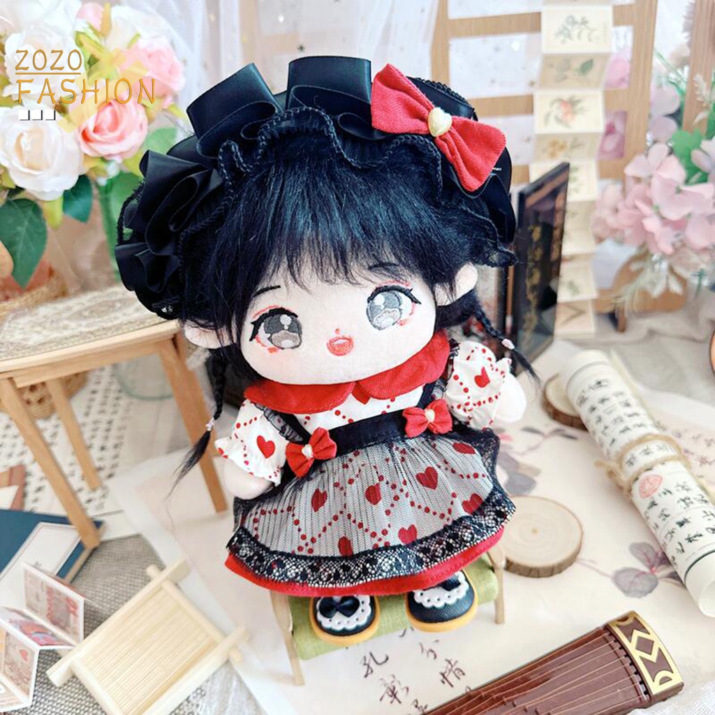 1 Bộ Trang Phục Gồm Áo Hai Dây Và Váy 20cm In Họa Tiết Trái Tim Dễ Thương Cho Búp Bê