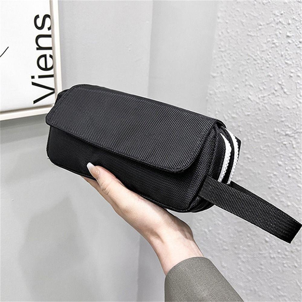 Túi Đựng Bút Bằng Vải Oxford Hai Lớp Sức Chứa Lớn Màu Trơn Đơn Giản