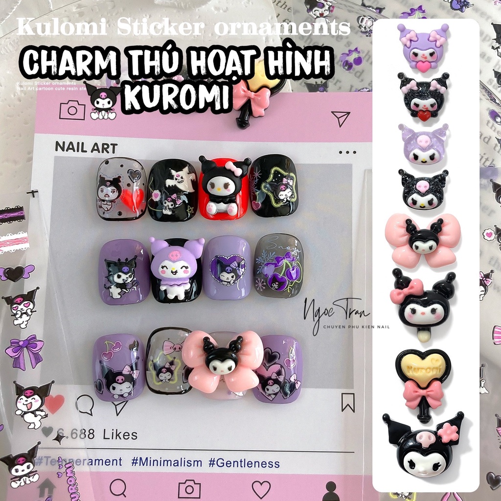 Charm Thú Hoat Hình KUROMI Trang Trí Móng Tay Đáng Yêu