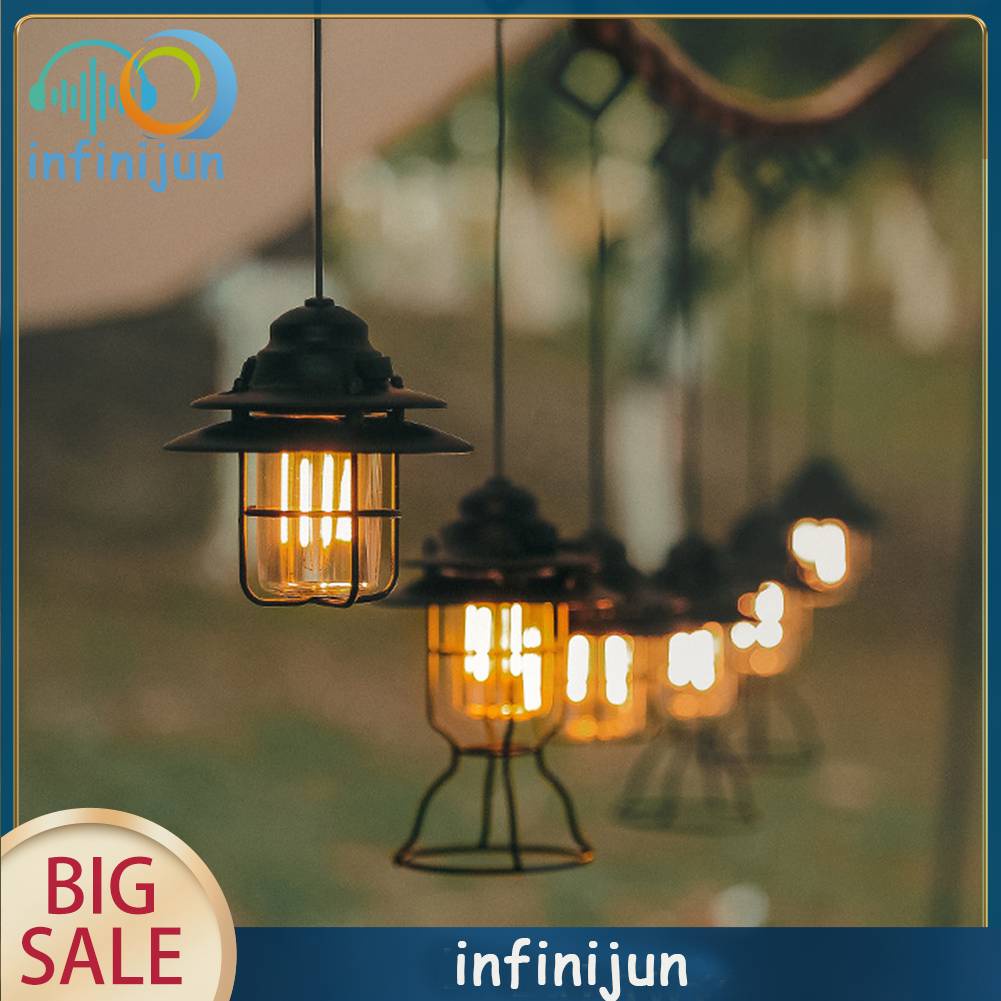 Đèn LED Treo Ngoài Trời Bằng Sắt Phong Cách Retro Sạc USB Tiện Dụng