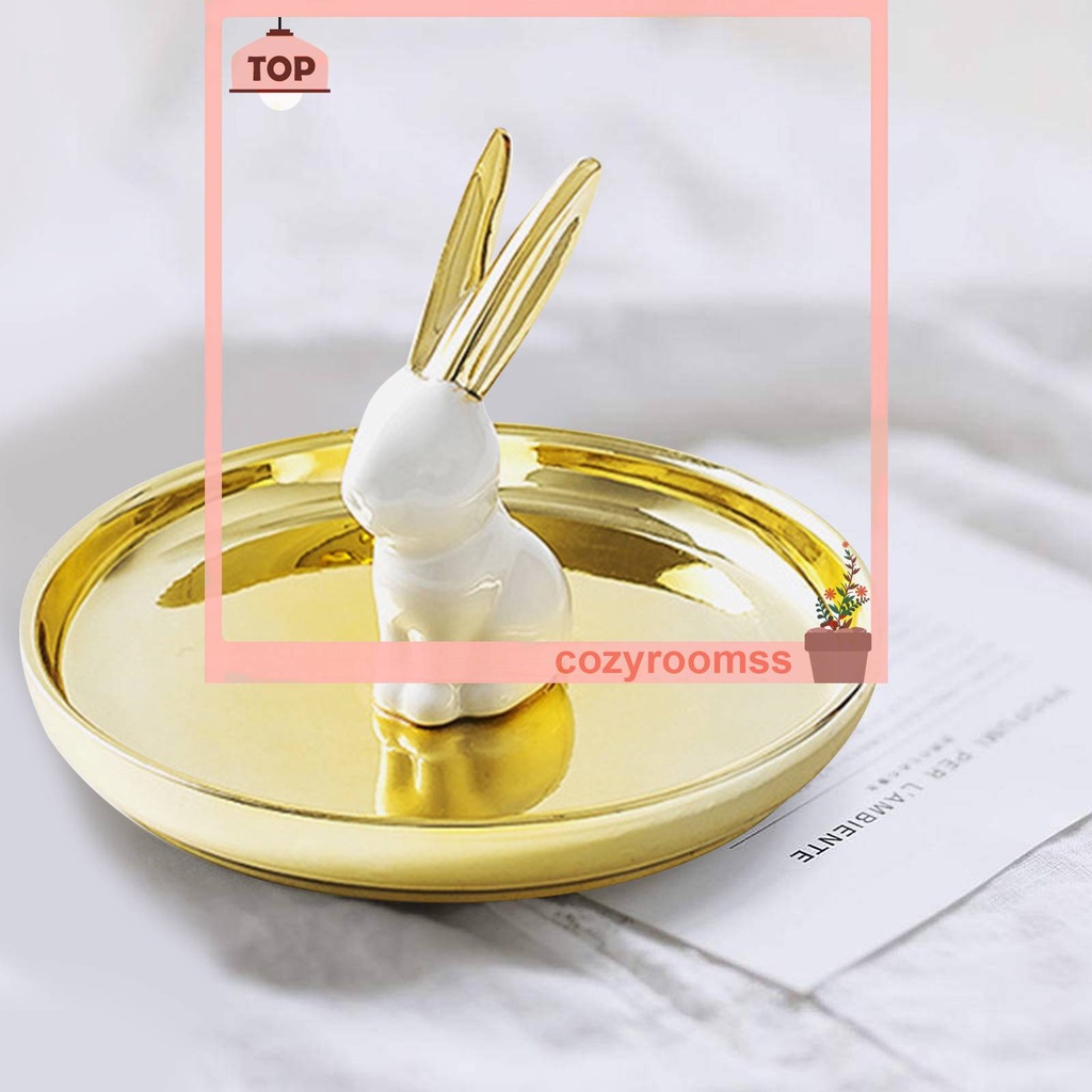 Giá Đỡ Trưng Bày Nhẫn Hình Thỏ Bằng Gốm Trang Trí Tiệc Cưới