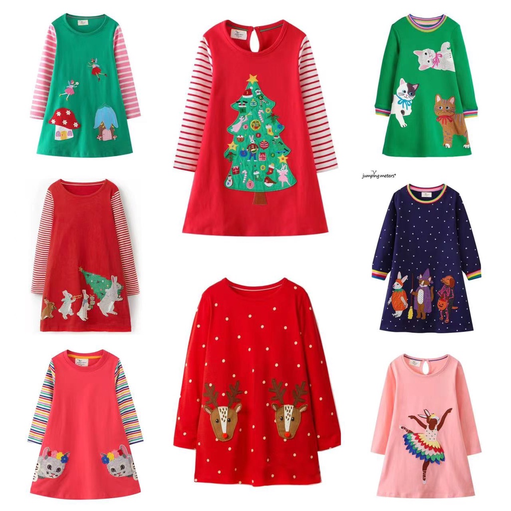 Đầm cotton Dáng Dài Họa Tiết Hoạt Hình Phong Cách Giáng Sinh Cho Bé Gái 01-qqz