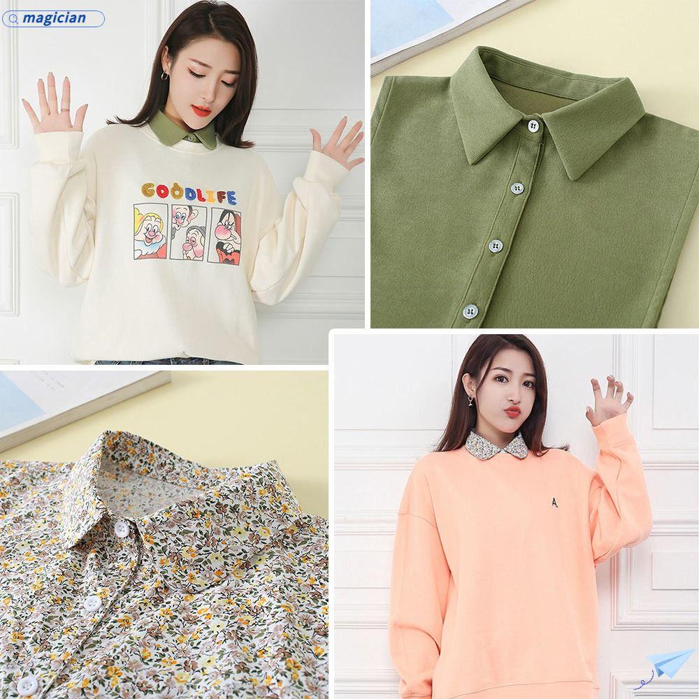 MAG Cổ Áo Sơ Mi Giả Bằng Cotton Họa Tiết Hoa Phong Cách Vintage