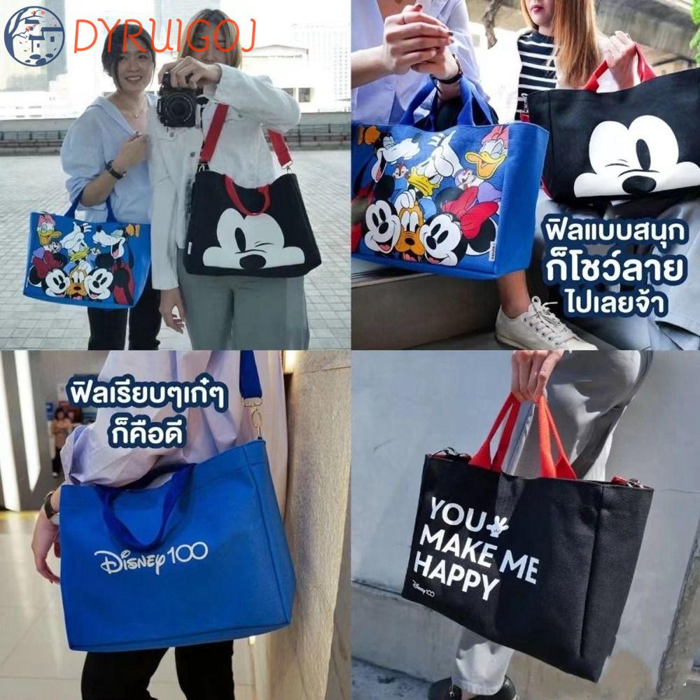 Túi Đeo Vai / Xách Tay Bằng Vải Bạt Sức Chứa Lớn In Họa Tiết Hoạt Hình Mickey Dễ Thương