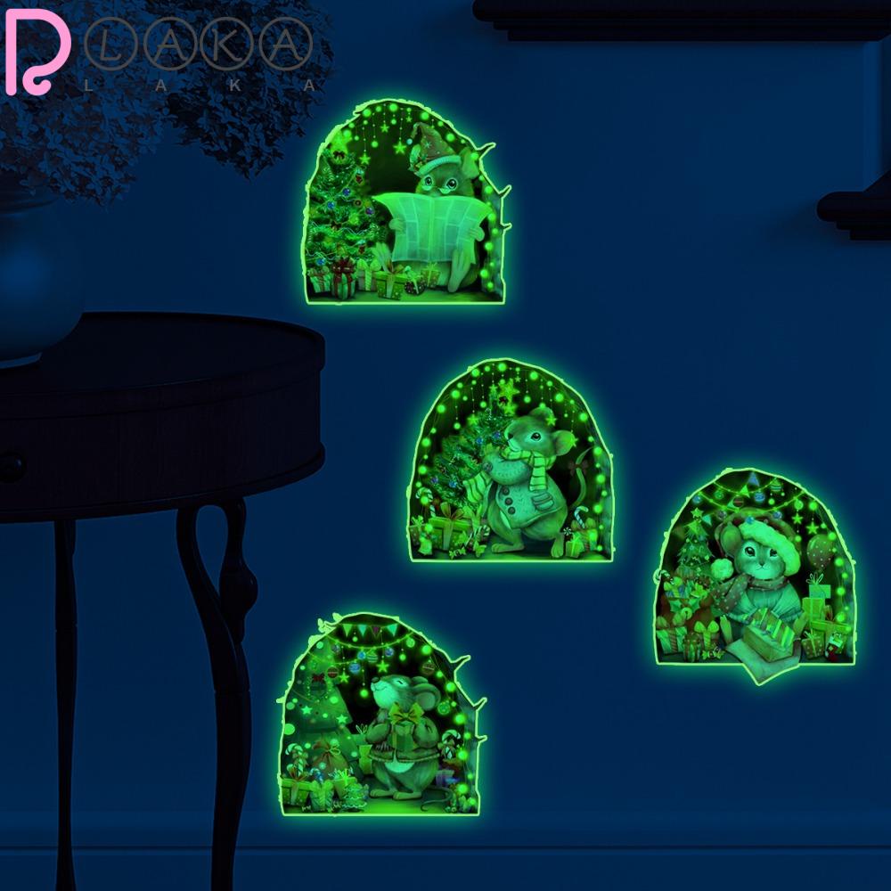 Miếng Dán Tường Trang Trí Hình Lỗ Chuột Dạ Quang Chống Nước &amp; Mòn