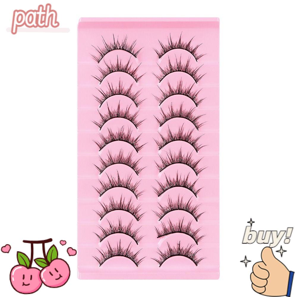 PATH Set 10 Cặp Lông Mi Giả Trang Điểm Mắt Mèo Lấp Lánh