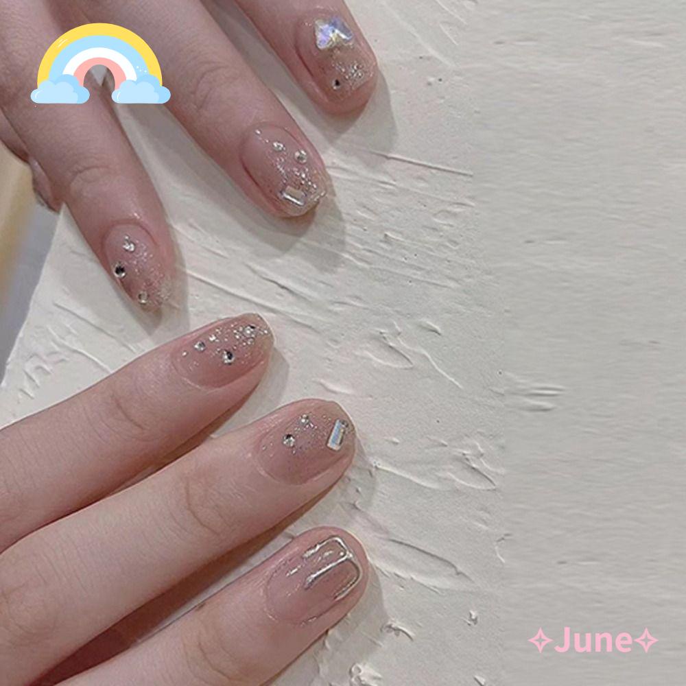 JUNE Bộ 24 Móng Tay Giả Hình Bướm Đính Pha Lê