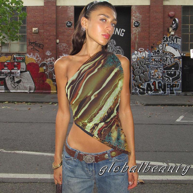 Áo Không Tay Lệch Vai In Họa Tiết Thời Trang Mùa Hè Cho Nữ