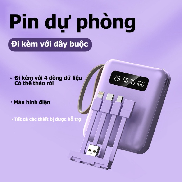Sạc Dự Phòng 20000mAh Màn Hình Led - Pin Dự Phòng Mini Tích Hợp 4 Cổng Sạc Tiện Lợi Kèm Đèn Led siêu đẹp siêu