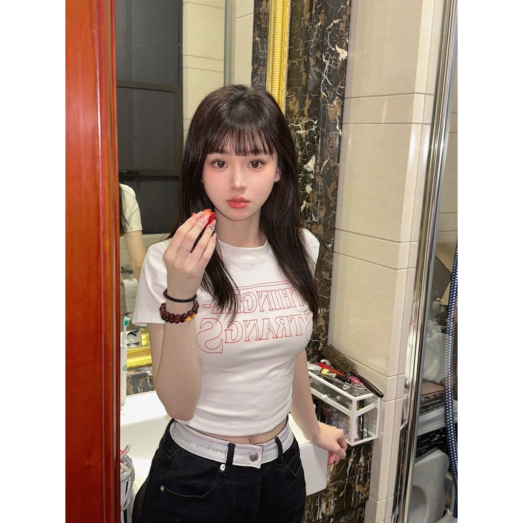 Áo Thun Tay Ngắn Dáng Ôm In Chữ Thời Trang Mùa Hè Kiểu Mới Cho Nữ