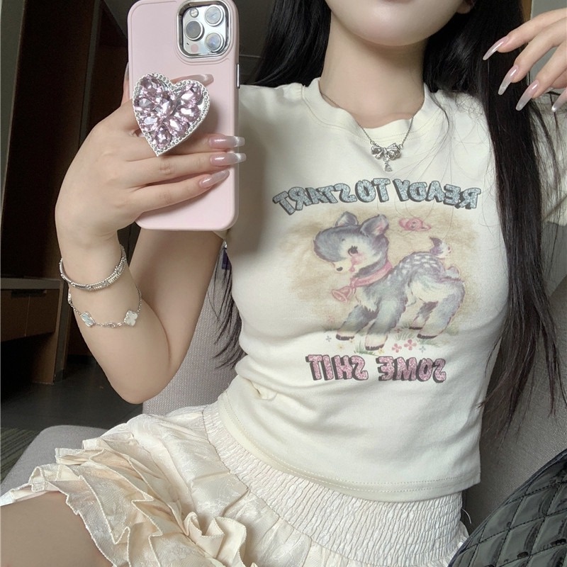 Áo Thun Tay Ngắn Hở Vai Dáng Ôm Phong Cách Mùa Hè Mới Cho Nữ