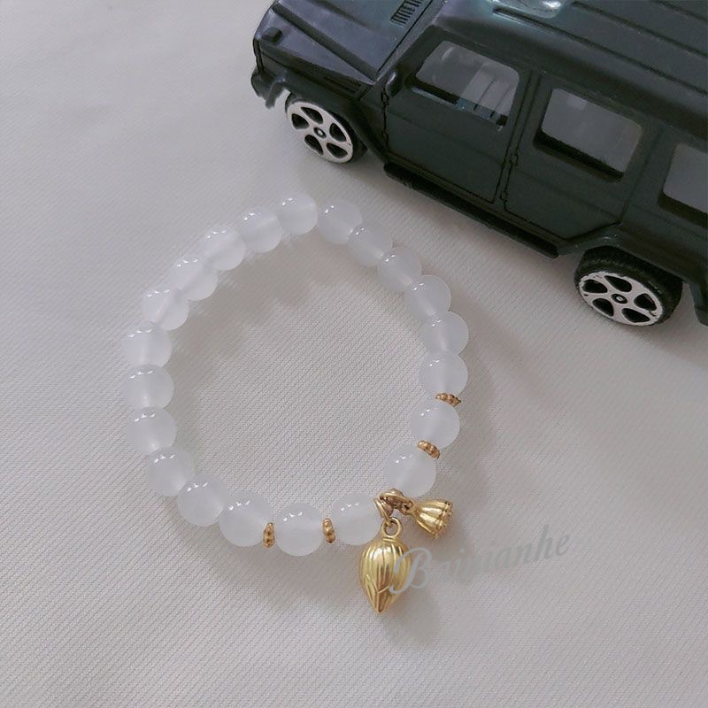 Vòng Tay Hạt Ngọc Bích Không Phai Hình Hoa Sen Hoa Sen Mới Cho Nữ