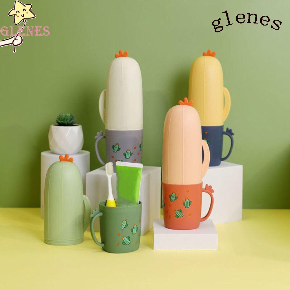 GLENES Giá Đỡ Bàn Chải Đánh Răng 2 Trong 1 Trọng Lượng Nhẹ Chống Bụi Chống Ẩm Tiện Dụng