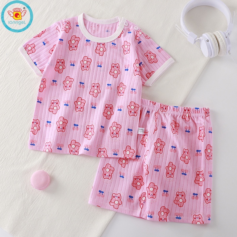 Bộ Đồ Ngủ Tay Ngắn Chất Liệu Cotton Mỏng Thoáng Khí Thời Trang Mùa Hè Cho Bé