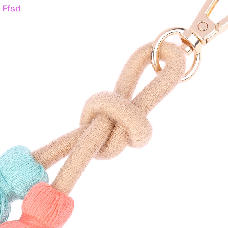 {Ffsd} Móc Khóa Dây Tua Rua Bện Thủ Công Màu Gradient Phong Cách Boho Làm Quà Tặng Cho Nữ