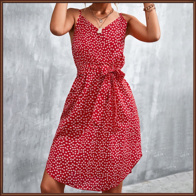 Đầm Cổ Chữ V Lưng Cao Xẻ Tà In Họa Tiết Hoa Thanh Lịch Thời Trang Mùa Hè Cho Nữ