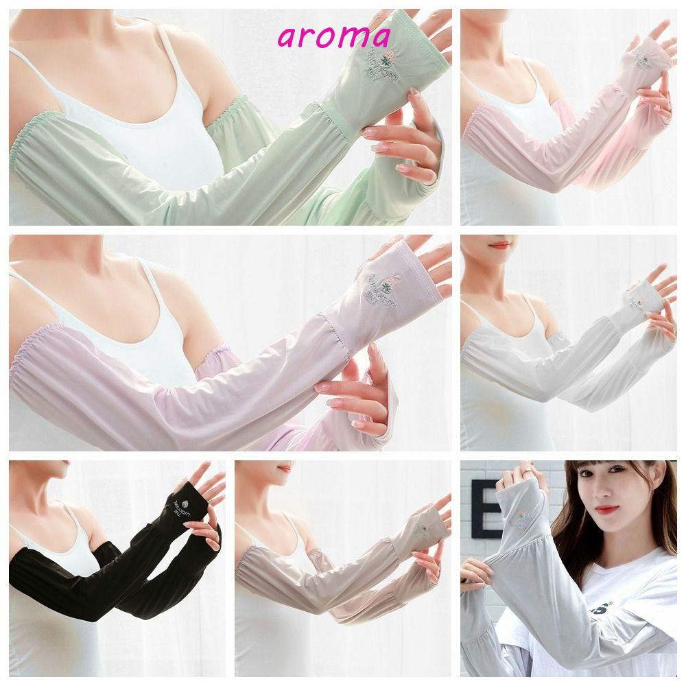AROMA Găng Tay Dài Bằng Sợi Polyester Mỏng Chống Nắng Mát Mẻ Đơn Giản Cho Nam Và Nữ
