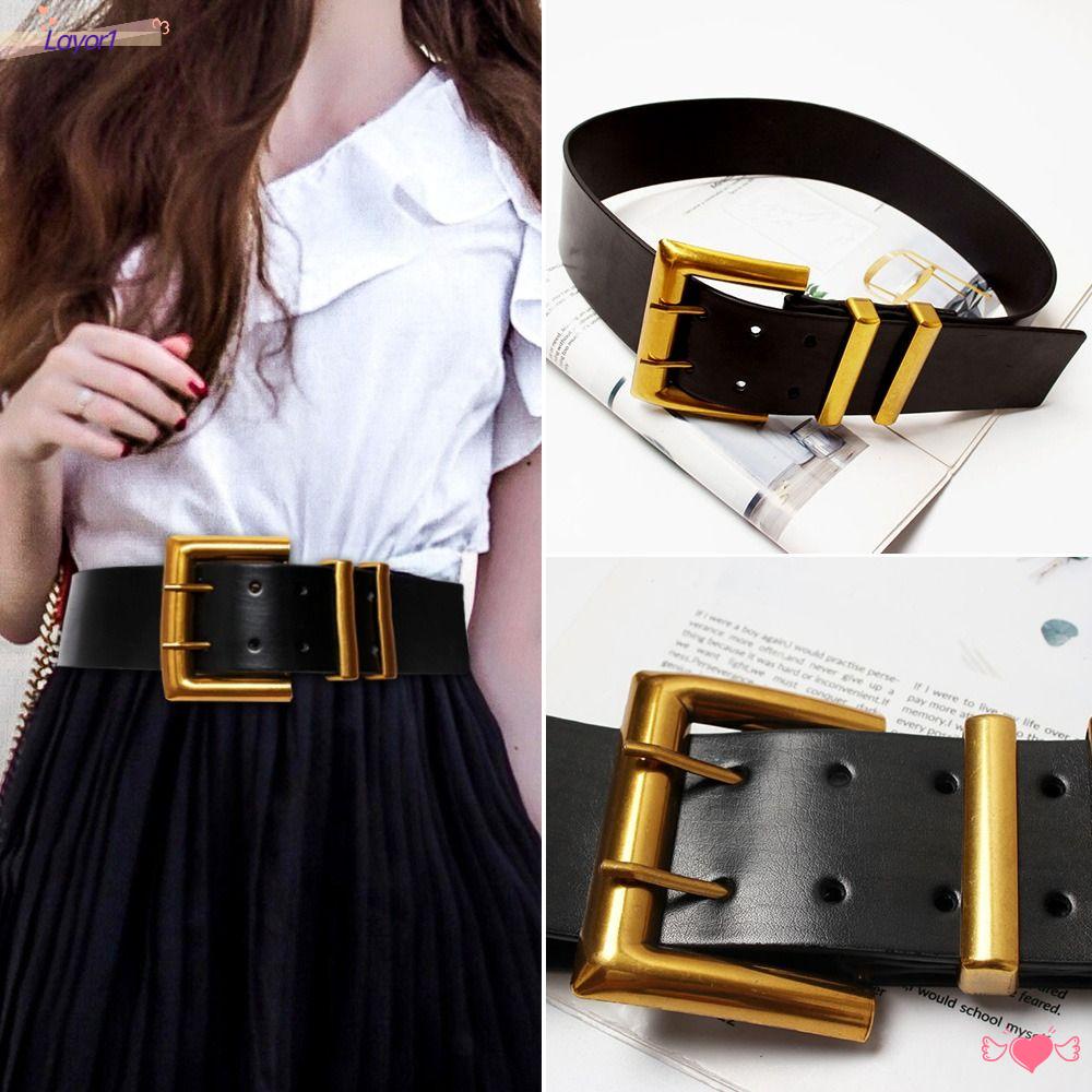 LAYOR1 Thắt Lưng Da Bản Rộng Kiểu Vintage Dễ Phối Đồ