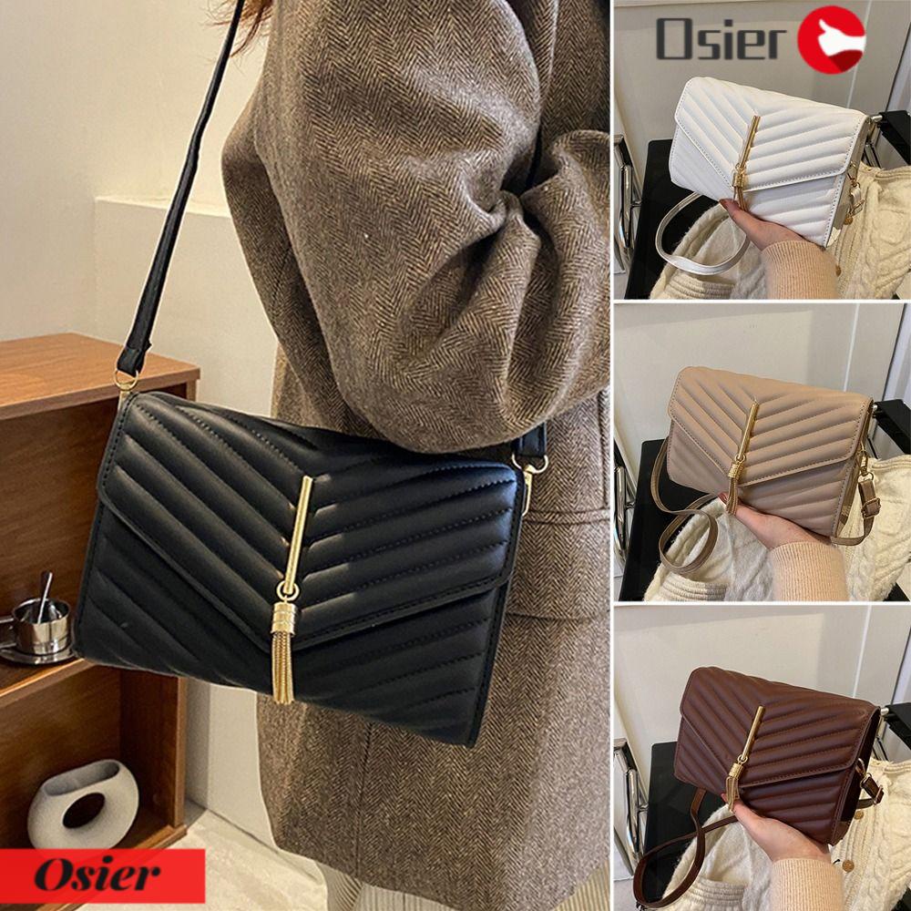 OSIER1 Túi Đeo Chéo Bằng Da PU Màu Trơn Thêu Họa Tiết Xinh Xắn Thời Trang Cho Nữ