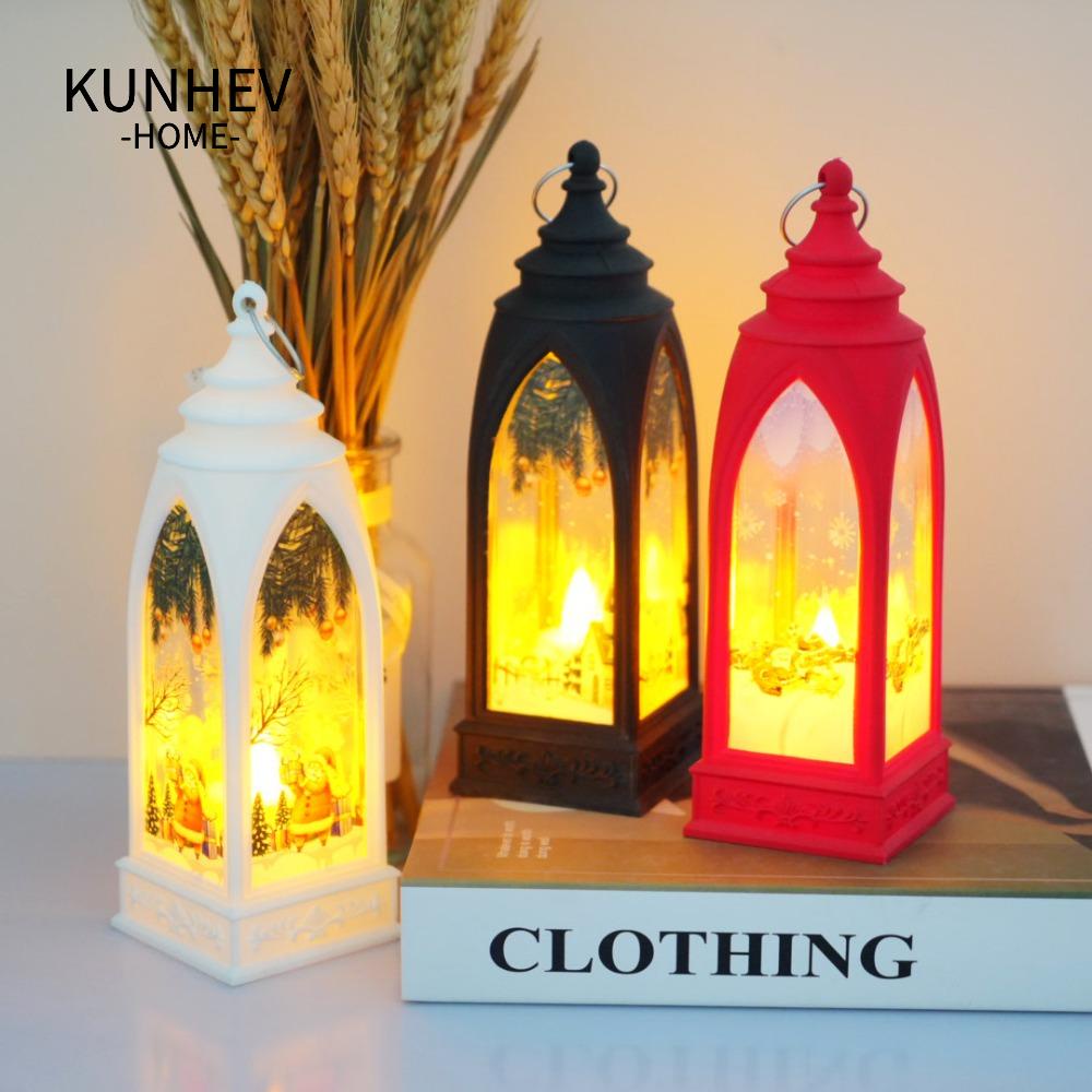 KUNHEV Đèn Lồng LED Hình Nến Trang Trí Giáng Sinh Kèm Pin