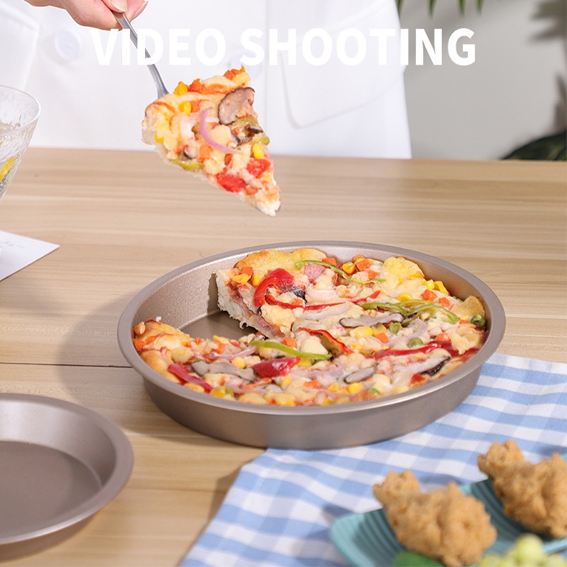 Khuôn Nướng Bánh pizza Chống Dính Hình Tròn Dày Dặn 6 / 7 / 8 / 9 / 10 inch