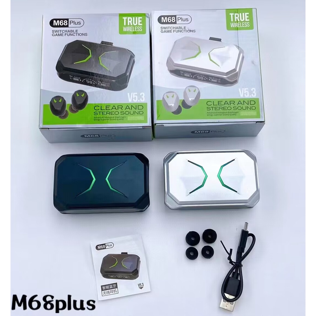 Tai Nghe Bluetooth Không Dây M68 Plus TWS Có Mic Kèm Giá Đỡ Điện Thoại