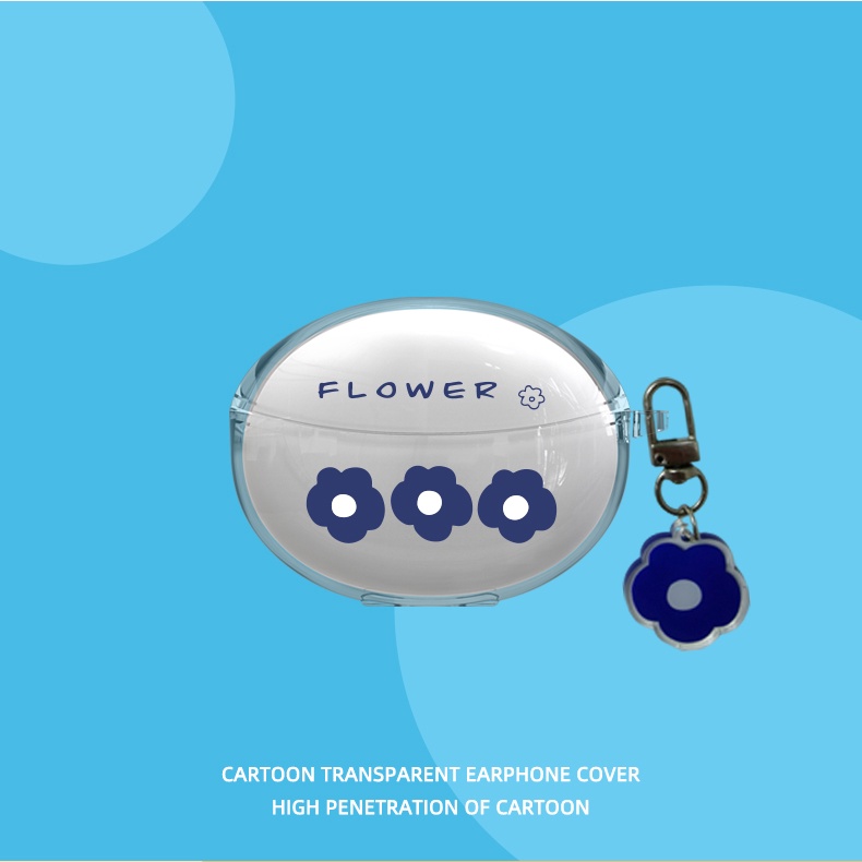 Vỏ Bảo Vệ Hộp Sạc Tai Nghe Bluetooth Không Dây OPPO Enco Free3 Bằng TPU Mềm Trong Suốt Kèm Móc Khóa Hoạt Hình