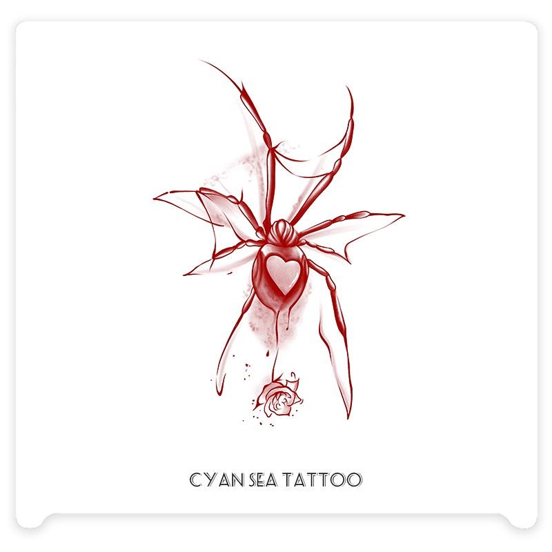 Hình Xăm Dán Tạm Thời Chống Nước Hình Nhện Đỏ