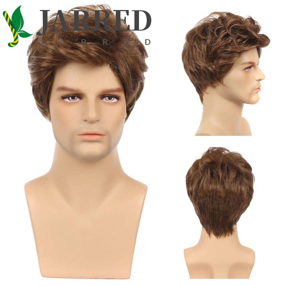 JARRED Bộ Tóc Giả Ngắn Xoăn Màu Nâu Tự Nhiên Cách Nhiệt