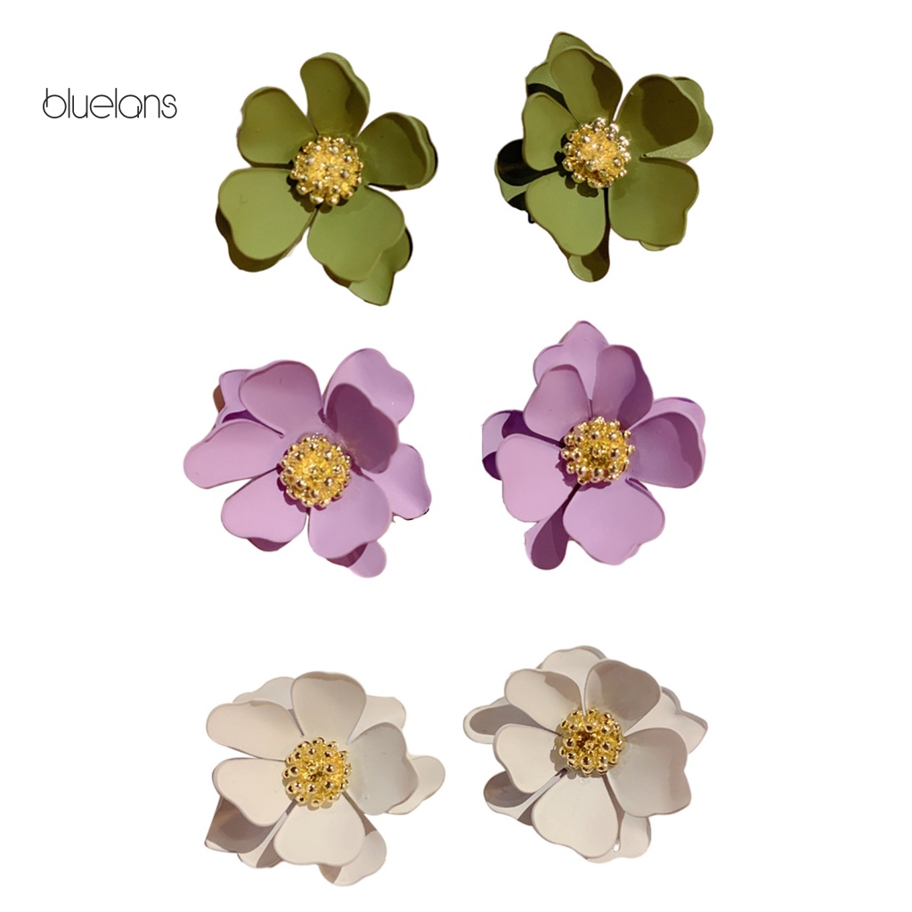 1 Đôi Bông Tai Hình Cánh Hoa Đính Đá Chống Dị Ứng Phong Cách Vintage