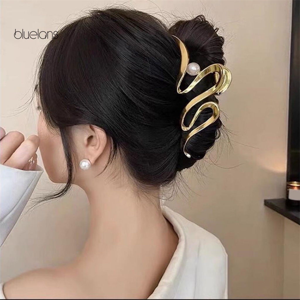 Bluelans Kẹp Tóc Càng Cua / Ngôi Sao / Nơ Bằng Kim Loại Kiểu Gợn Sóng Hình Học