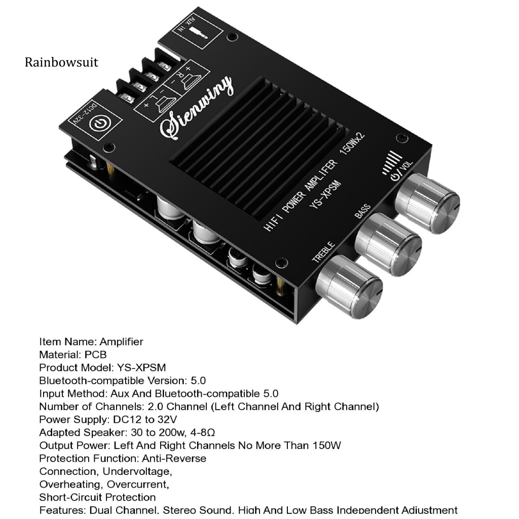 1 Bộ Bảng Mạch Khuếch Đại Âm Thanh YS-XPSM Kết Nối Bluetooth 5.0 150W * 2 Kênh Kép Tản Nhiệt