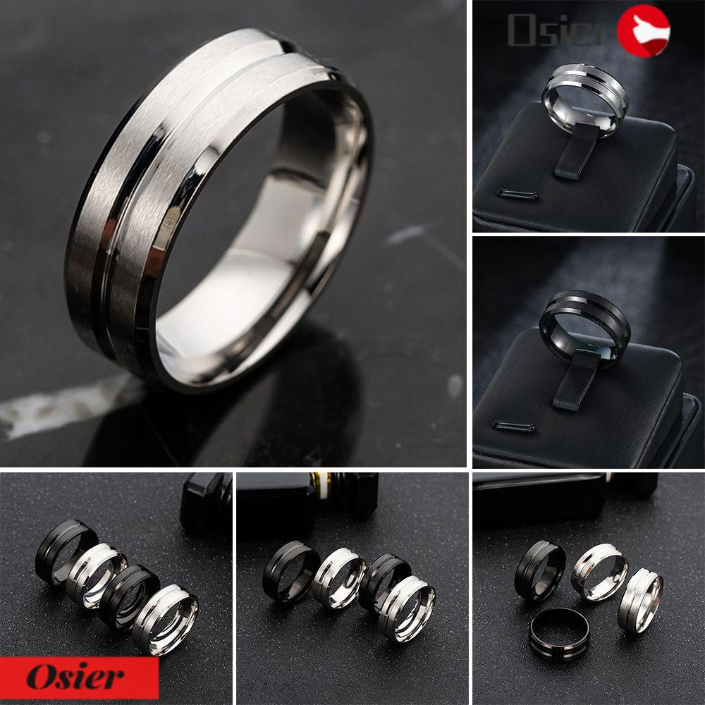 OSIER1 Nhẫn Thép Titan Màu Bạc Thiết Kế Đơn Giản Thời Trang Cho Nam