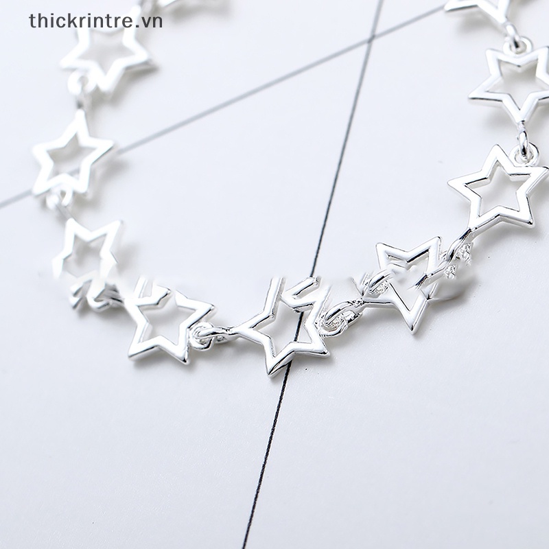 Vòng Đeo Tay Hình Ngôi Sao Năm Cánh Bằng Hợp Kim Màu Bạc Thời Trang Cho Nữ