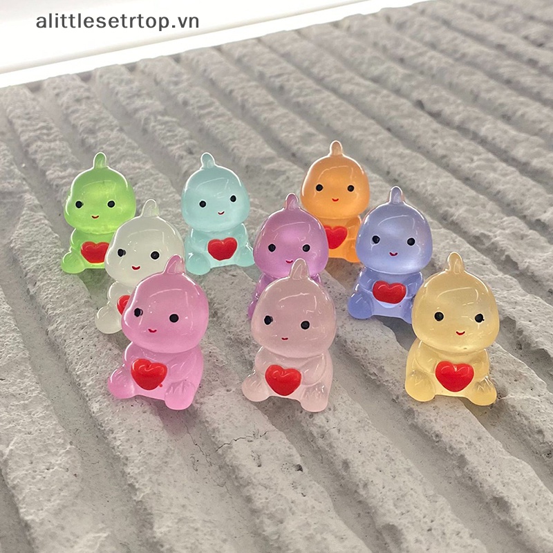 Alittlesetrtop 2 cái phim hoạt hình tình yêu khủng long trang trí kawaii nhựa phát sáng đồ trang trí xe.