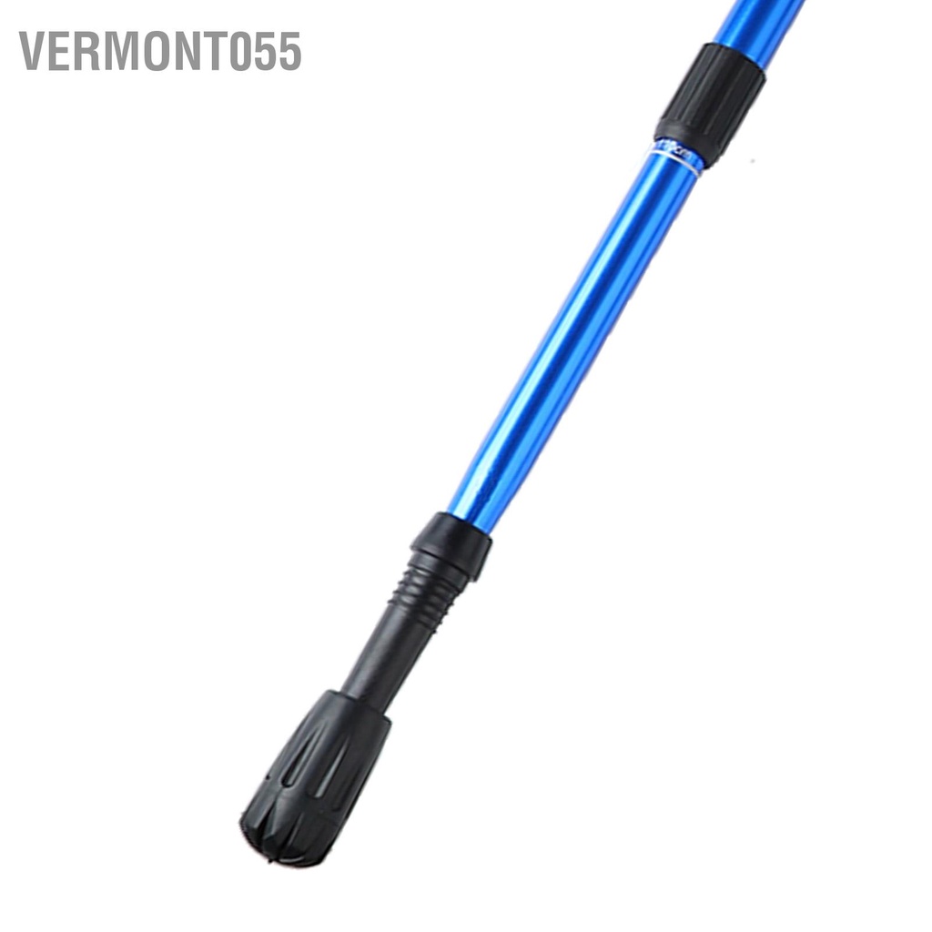Vermont055 2 Gậy Có Thể Thu Vào 4 Phần Tay Cầm Cong Hợp Kim Nhôm Leo Núi Cho Đi Bộ Đường Dài Màu Xanh