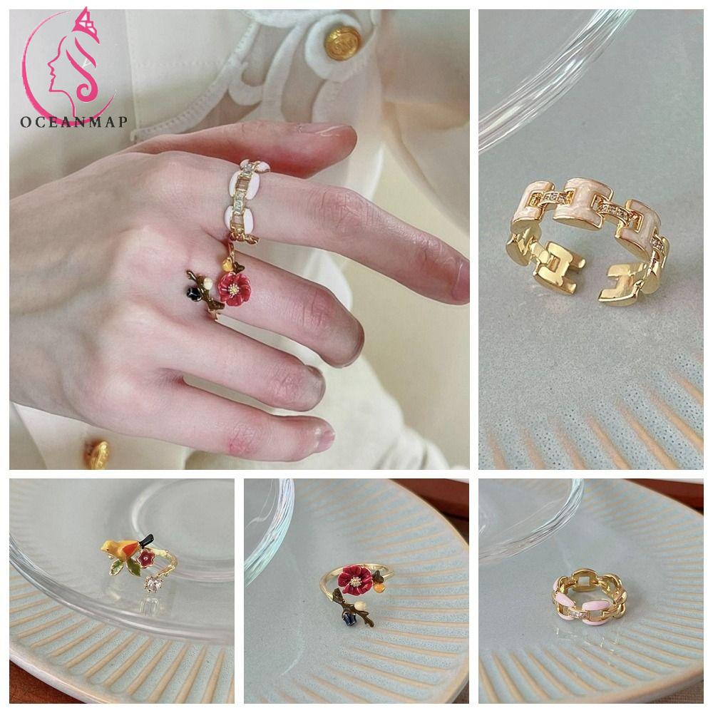 OCEANMAP Nhẫn Mạ Vàng 2K Mặt Hình Chim Phong Cách Harajuku Hàn Quốc Cổ Điển Thời Trang Cho Nam Và Nữ