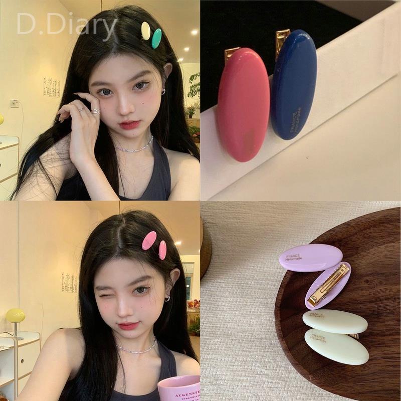 Kẹp Tóc Nhỏ Bằng Acrylic Màu Macaron In Họa Tiết Chữ Oval Dễ Thương Đa Năng Y2k