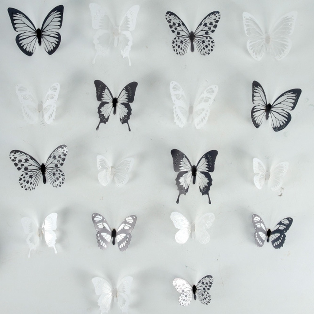 1 Tấm Hình Dán Trang Trí Tường Hình Bướm 3D Bằng PVC Chống Thấm Nước