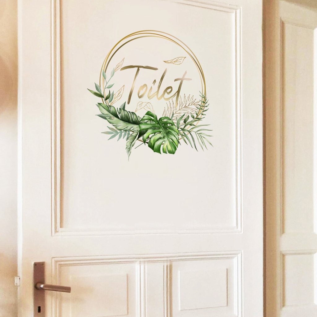 Miếng Dán Trang Trí Cửa Nhà Vệ Sinh Bằng PVC Chống Thấm Nước Hình Chữ Cái Màu Vàng