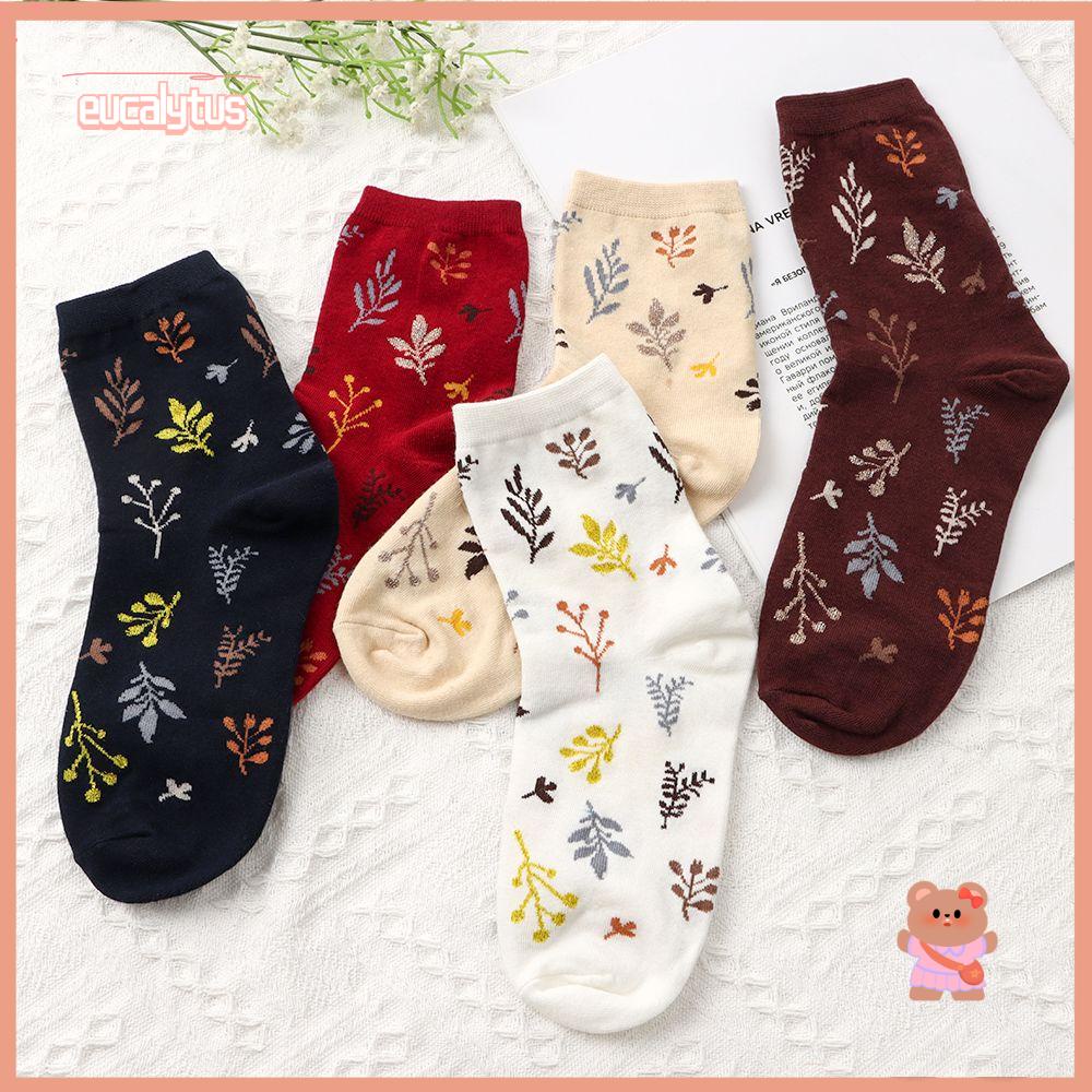 EUTUS Đôi Vớ Cotton Không Đường May In Họa Tiết Thời Trang Nhật Bản