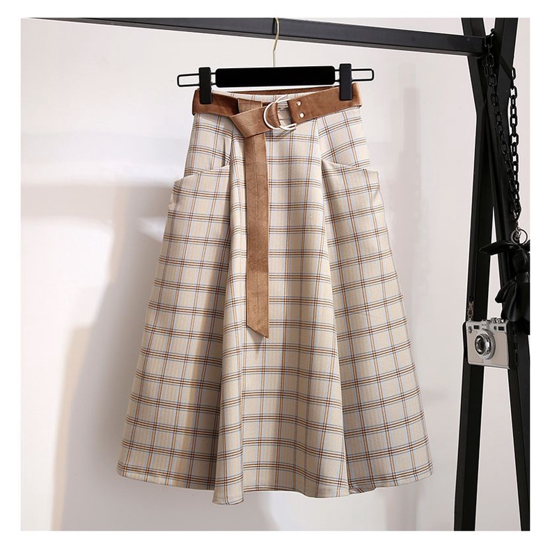 Chân Váy Chữ A Lưng Cao Phong Cách Hong Kong Thời Trang Cho Nữ