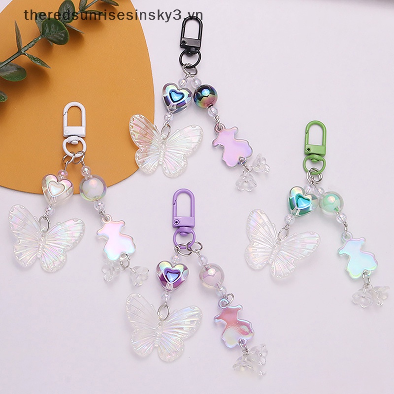 # # Móc Khóa Acrylic Màu Gradient Họa Tiết Bướm Nhỏ Trong Suốt Tươi Tắn Thời Trang Trang Trí Túi Xách
