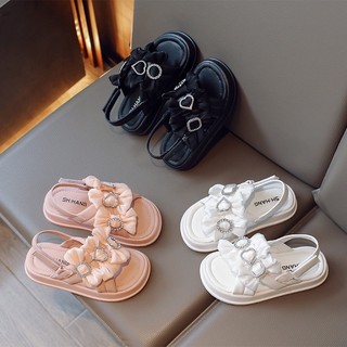  Hàng Có Sẵn Giày Sandal Đế Mềm Chống Trượt Màu Trơn Phong Cách Phương Tây Thời Trang Đi Biển Cho Bé Gái