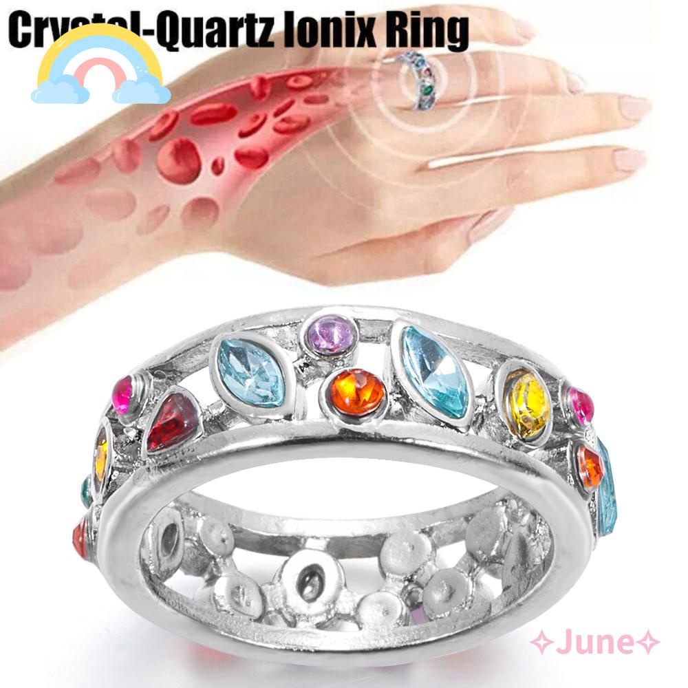 JUNE Bộ 2 Nhẫn Đính Đá Pha Lê-Quartz Ionix Giảm Cân Hàng Mới