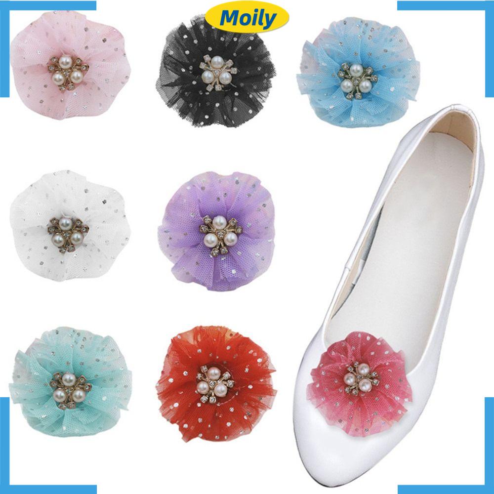MOILYVN Set 2 Khóa Kẹp Giày Đính Hoa Tháo Rời Được Cho Cô Dâu